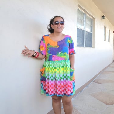 Multicolor Jams World dress Summer Hattie dress Hawaiian sundress Vintage 90s JAM'S WORLD 