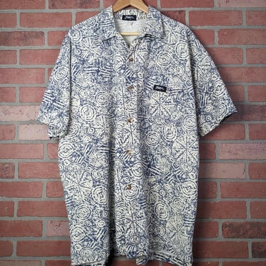 Vintage 90s Jimmy Z Surf Sand Dollar Print ORIGINAL Button Down Shirt - Extra Large 