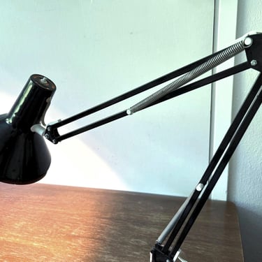 Vintage Maxam 85-4 Black Architect's Desk Swing Arm Lamp | HCF Denmark Draft Lighting Design | Chrome Interior | Insert Attachment Included 