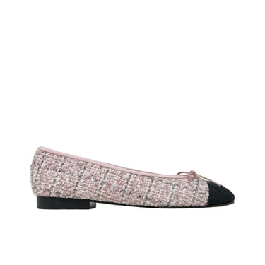 Chanel Pink Tweed with Black Toe Flats