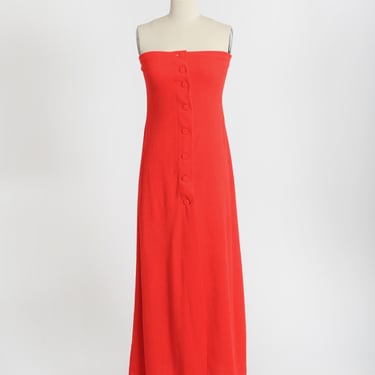 Red terry cloth dress | Vintage 70s Jonathan Logan tube top maxi dress 