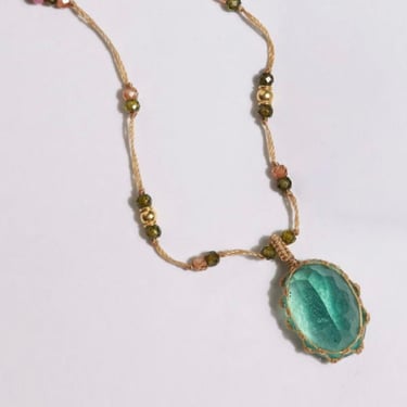 Sharing Tibetan Necklace - Strawberry Quartz Green