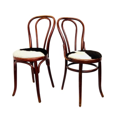#1219 Pair of Bentwood Cowhide Chairs