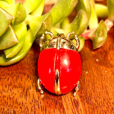 Vintage Red Scarab Brooch Sarah Coventry 1960s Lady Bug A Boo Retro Fashion Jewelry 