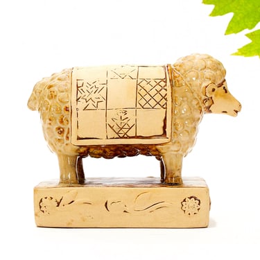 VINTAGE: Glazed Pottery Sheep Figurine - Sheep Ceramic Figurine - Barn Animal - Farm - Pet - SKU 16-F1-00013763 