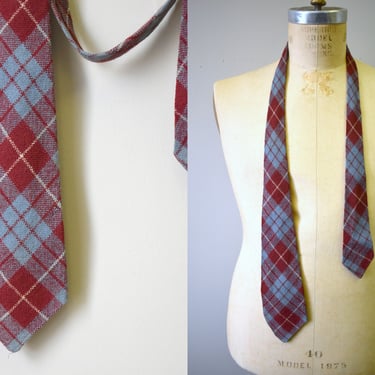 1940s Manhattan Wool Plaid Necktie 