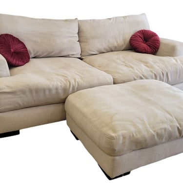 Plush Cream Couch with Ottoman