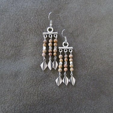 Jasper and silver chandelier earrings 