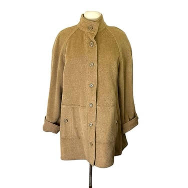 Vintage George Straith Brown Mohair Wool Furry Retro A-line Coat Jacket Womens 