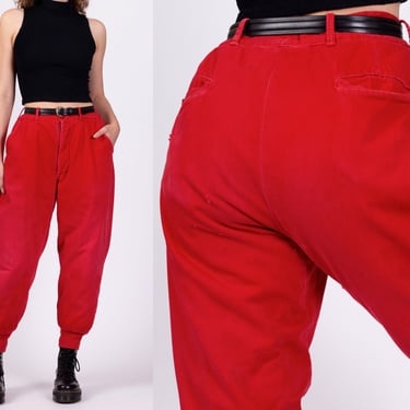 70s Red High Waisted Hunting Pants - Men's Medium, Women's Large, 31
