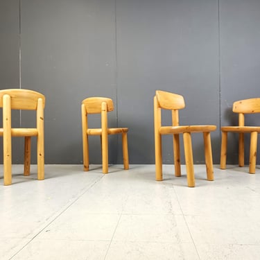 Rainer Daumiller pine wood dining chairs for Hirtshals Savvaerk - set of 4 - 1980s - mid century dining chairs - pine dining chairs 