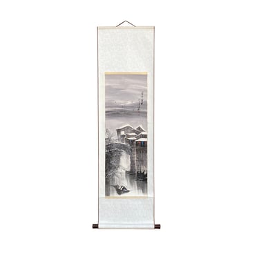 Chinese Color Ink Waterside Village Scroll Painting Wall Art ws2130E 