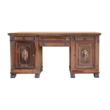 Vintage Traditional Single Plank Wood Top Carving Desk Console Table Cabinet ws4250E 