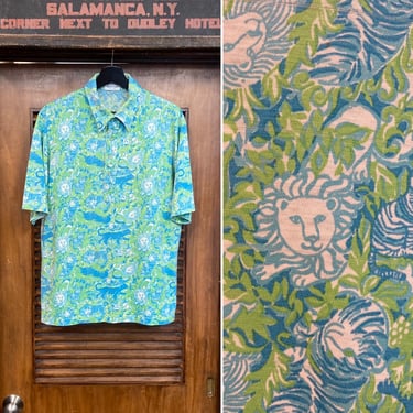 Vintage 1960’s “Lilly Pulitzer” Animal Jungle Pop Art Knit Mod Pullover Shirt, “Men’s Stuff” Label, 60’s Vintage Clothing 