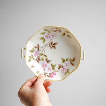 Antique Nippon Porcelain Dish with Pink Flowers 