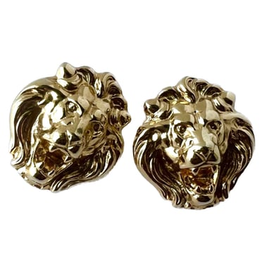 Vintage Lion Head Stud Earrings, Gold Toned Lion Earrings, Vintage Lion Earrings, Statement Earrings, Animal Earrings, Lion Jewelry 