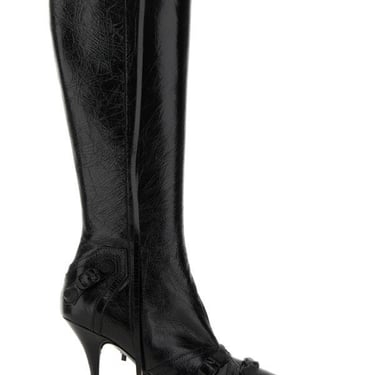 Balenciaga Woman Black Leather Cagole Boots