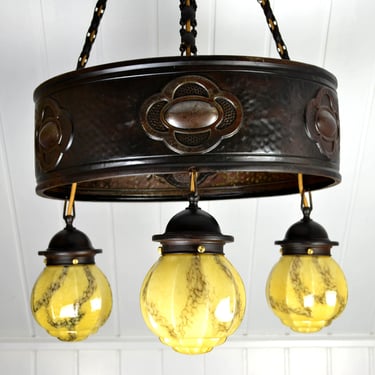 Art Deco chandelier ceiling lamp 20s 30s pendant light marbled glass lamp light design ceiling light hammer blow 