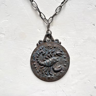 Vintage Scorpio Zodiac Astrology Pendant Necklace 