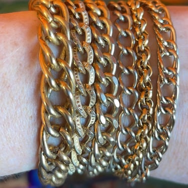 Vintage Gold Chain Link Bracelet Charm Bracelets Minimalist Jewelry Goldtone Chains Personalized Gifts 