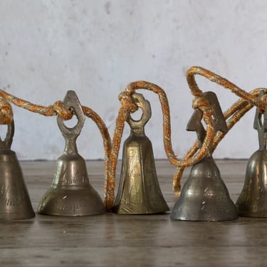 Brass Bells on Rope, Vintage Bells from India 