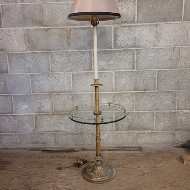 Floor Lamp with Glass Top Table and Brass Base 57"x17"