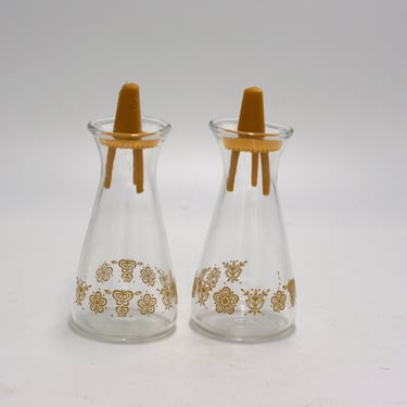 vintage Pyrex butterfly gold salt and pepper shakers 