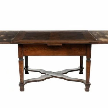 Antique Swiss Alps Bavarian German Farmhouse Pine Draw-Leaf Extension Tavern Dining Table Jogl Table 