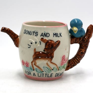 vintage Blue Bird Whistle Mug Donuts and Milk Made in Japan 