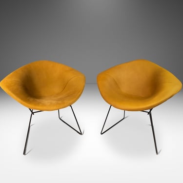 Set of Two (2) Mid-Century Modern "Diamond" Chairs in Leather by Harry Bertoia for Knoll, USA, c. 1960s 