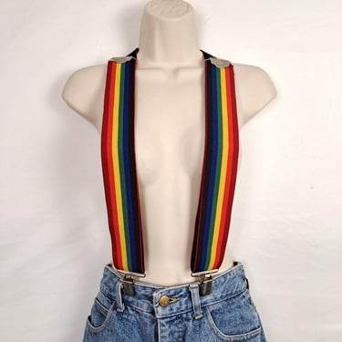 Vintage 80s Rainbow Suspenders 