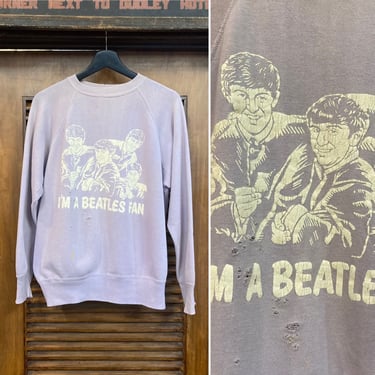 Vintage 1960’s Beatles Rock Band Pop Art Cotton Sweatshirt- Rare Color 60’s Lavender Sweatshirt, 60’s Rock Band, Vintage Clothing 