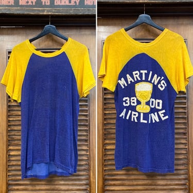 Vintage 1950’s Martin’s Airline Liquor Drink Jersey, 50’s Jersey, 50’s Athletic Shirt, 50’s Club Shirt, Vintage Clothing 