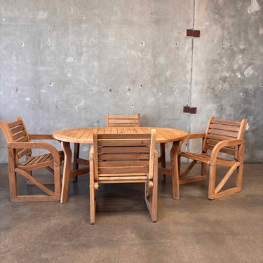 Vintage Redwood Patio Table & Chair Set