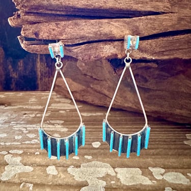 TURQUOISE TEARDROP DANGLE Sterling Silver & Turquoise Earrings | Teardrop Design | Southwestern Jewelry 