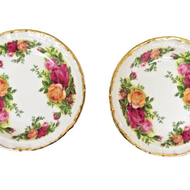 2 Old Country Roses Coasters - Royal Albert Bone China - 4.75" 1962 