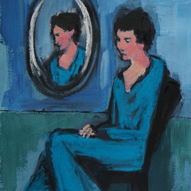 Fine Art Print of Original Artwork-Giclee-Archival Print-Pastel-Gouache-Blue-Female Nude-Figurative-Figure Study-Woman-Seated-Original Art 