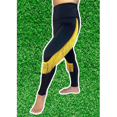 Pittsburgh Steelers Leggings-Steelers Fringe Leggings-Steelers Football Leggings-Yoga Leggings-Fringe Leggings-Drag Queen Costume 