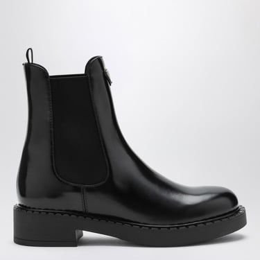 Prada Black Brushed Leather Ankle Boot Women
