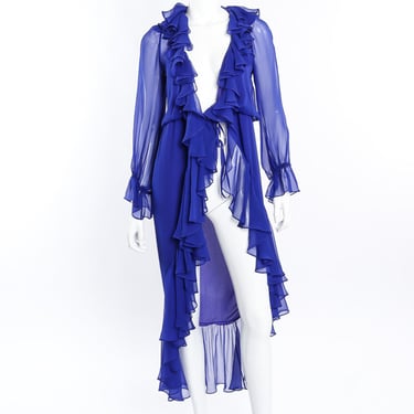 2020 Fall Sheer Silk Ruffle Dress