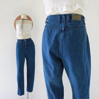 worrrn USA high waist LEE jeans 28-30 - vintage 90s womens blue jean denim pants high waisted flat front casual fall size 6 