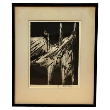 Abstract Black and White Lithograph by Albert Wein