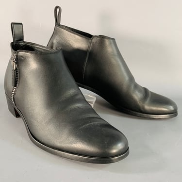 GUCCI Size 8 Black Leather Side Zipper Ankle Boots