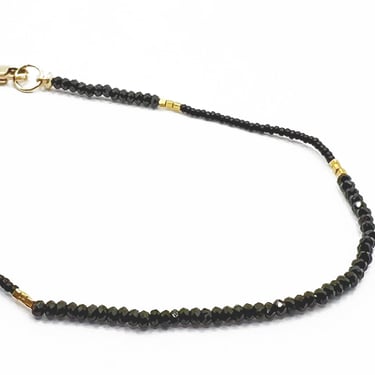 Black Spinel & Gold Beaded Bracelet