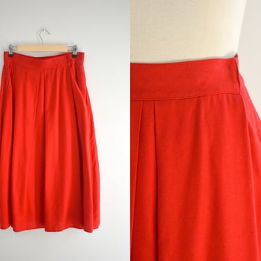 1990s Barry Bricken Red Midi Skirt 