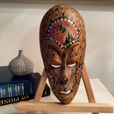 Vintage African Tribal Wooden Mask Art | Primitive  Small Tribal Art Mask Plaque | Wood Wall Mask Art 
