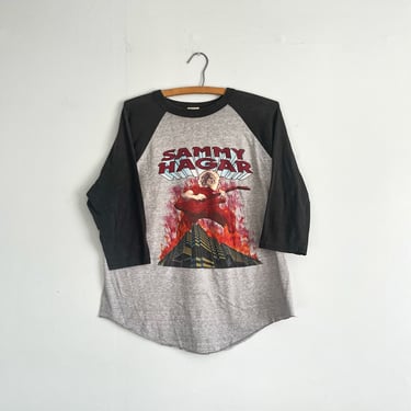 Vintage 80s 1983 Sammy Hagar Raglan sleeve Baseball T Tour Shirt The Red Rocker Size XL 
