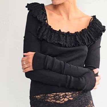 Givenchy Ruffled Neckline Black Knit (S)