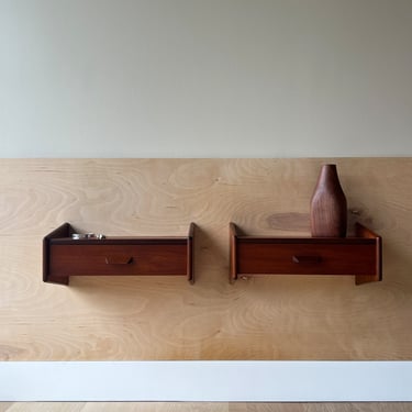 Pair of 1960s Danish Teak Floating Nightstands