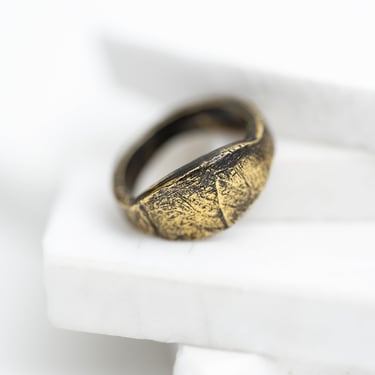 Brass Empty Brutalist Signet Ring